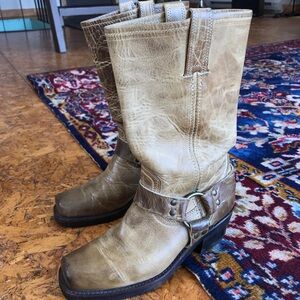 Tan Frye Harness Boots Made in USA